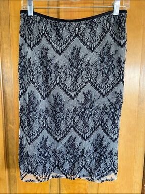 Peruvian Connection Black Lace Pencil Skirt